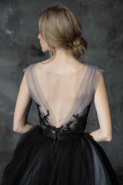 miss-mandy-m - Dark tulle gown with embroidered lace top by ...