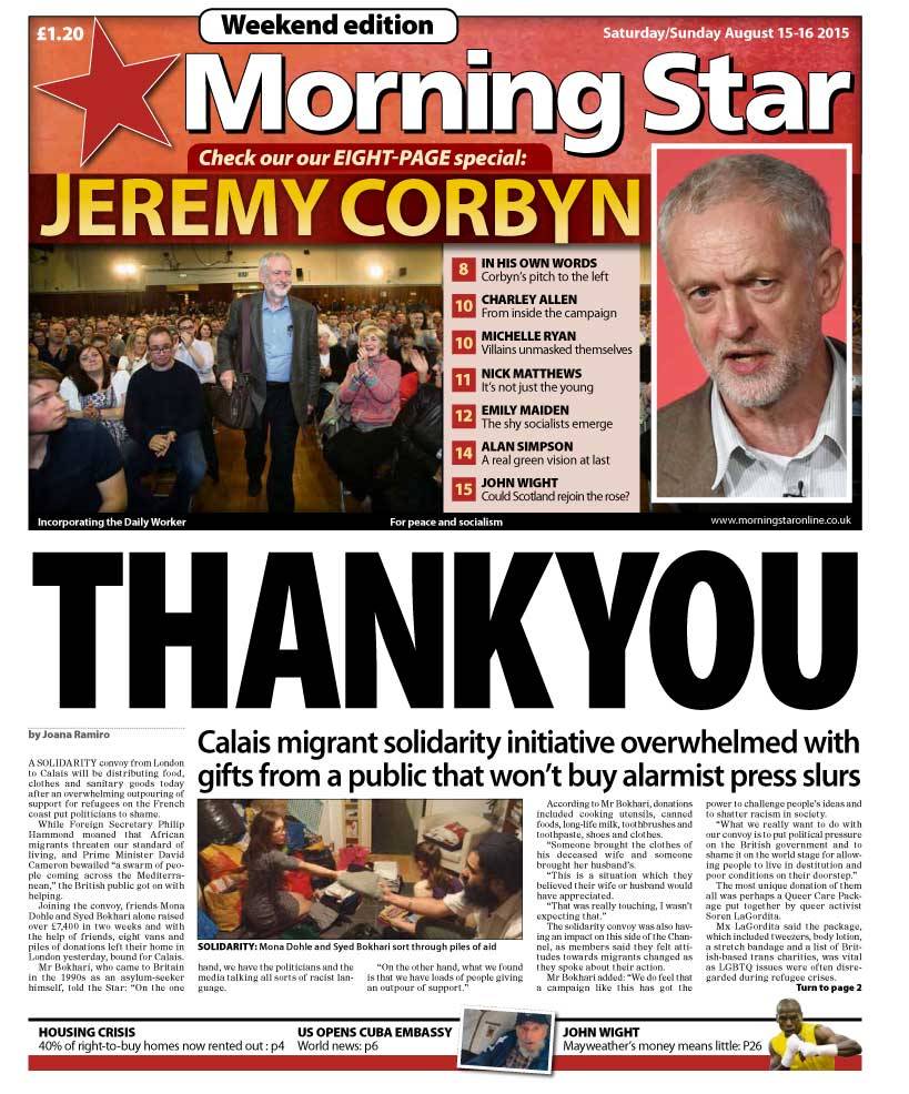 Image result for morning star newspaper corbyn