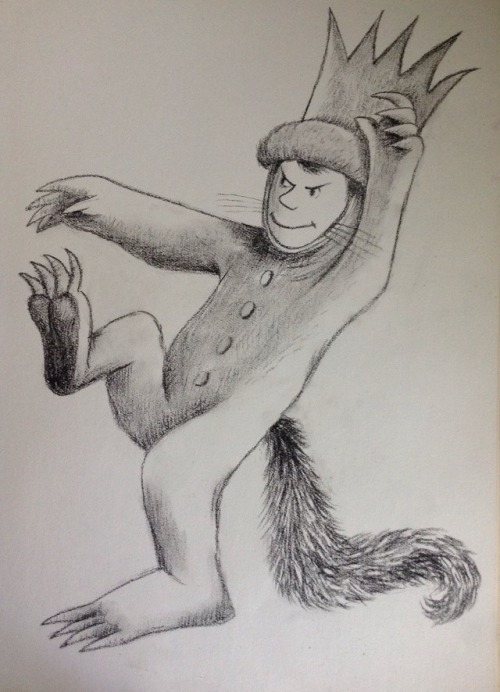 Where the Wild Things Are by Maurice Sendak, charcoal drawing on...