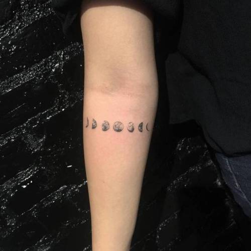 By Chang, done at West 4 Tattoo, Manhattan.... small;moon phase;astronomy;single needle;chang;tiny;ifttt;little;moon;inner forearm