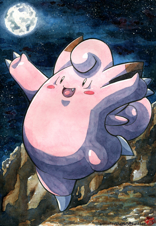 anniefeatherw8:Clefairy from the 1000 BIT Pokemon Watercolour...