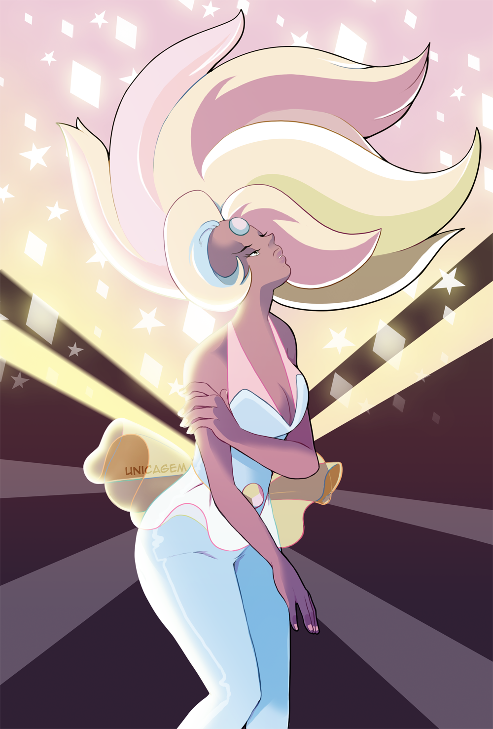 I noticed that Rainbow Quartz’s “fusion pose” is very similar to a sketch of Pink posted by Rebecca Sugar some time ago. Anyways, it’s been so long since I last drew her!! Pearl and Rose were this👌...