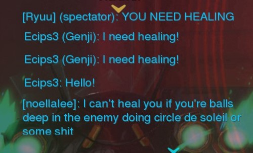 thenoellalee:The struggle of trying to heal a Genji
