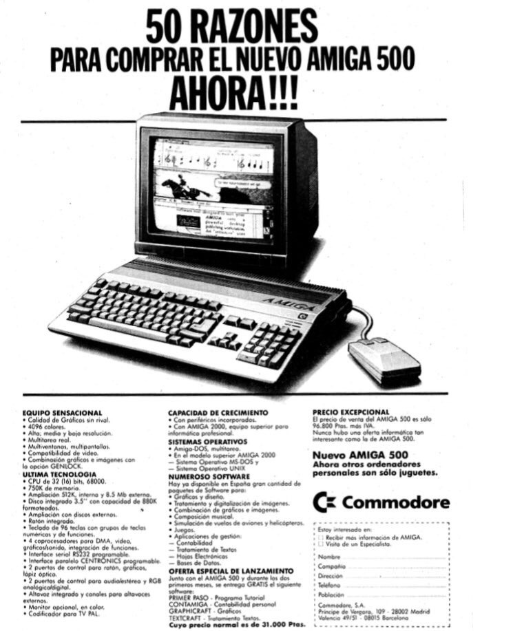 ‪Navidad’87 🎄 Como sé que mis padres miran este blog: Papás, este es el Amiga 500 de Commodore, sí, los de la camiseta del Bayern! Sólo son 98.000 pesetillas + iva . A ver si cae por 🤴🏼🤴🏽🤴🏿🐪🐪🐪 #m291287‬