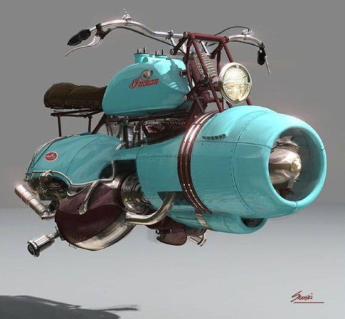 astromech-punk - Classic Indian 2069 Hovercycle by Chris Stoski