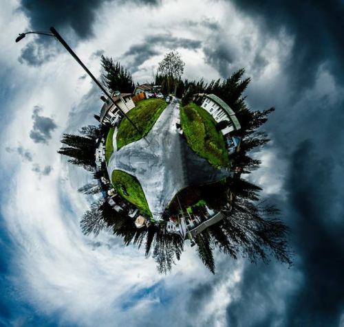 Tiny Planet images taken in the intersection in front of my...