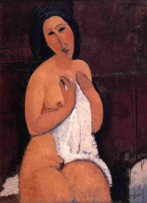 artist-modigliani:Seated nude with a Shirt, Amedeo...