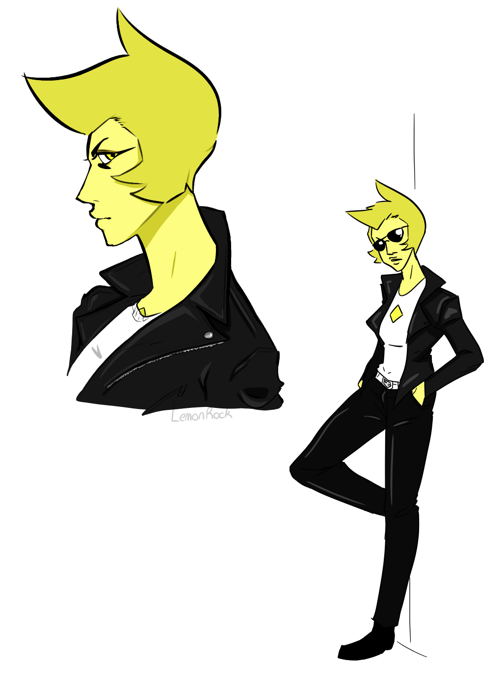 I was doodling and accidentally made yellow look like a greaser so I just rolled with it