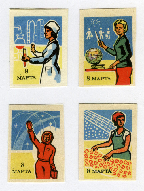 sovietpostcards - Soviet matchbox labels commemorating Women’s...