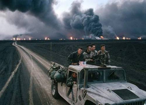 greasegunburgers - US Marines driving through the burning oil...