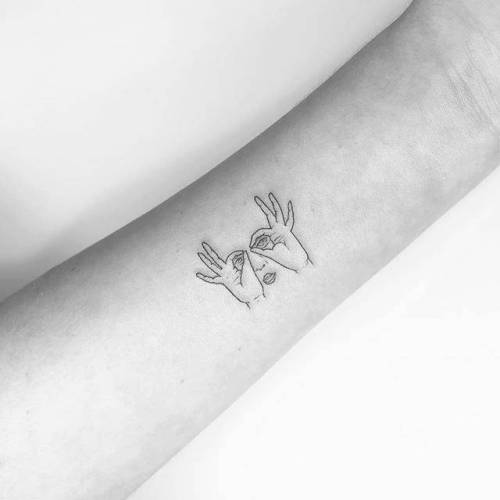 Tattoo tagged with: vasquez, small, anatomy, sign language, line art, languages, tiny, ifttt, little, minimalist, inner forearm, hand, fine line