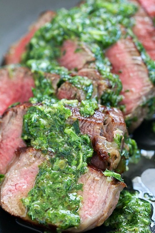 hoardingrecipes - Beef Medallions with Chimichurri Sauce