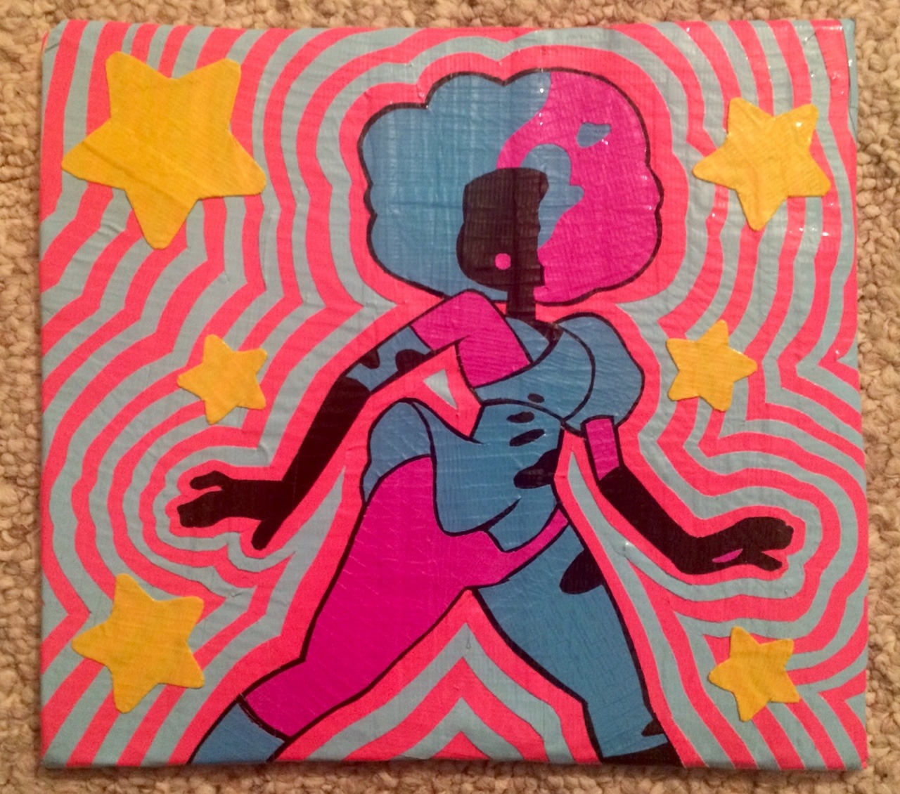 Cotton candy Garnet made with colored duct tape.