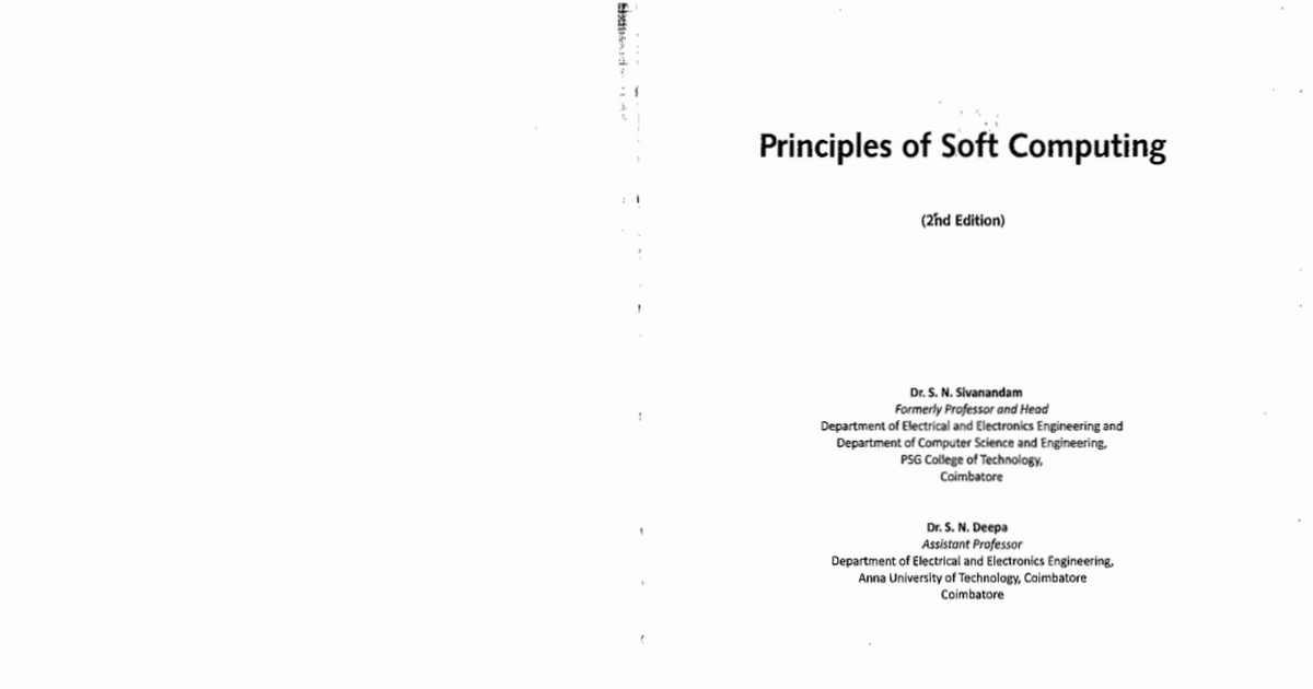 Principles Of Soft Computing Sivanandam Deepa Ebook Readers