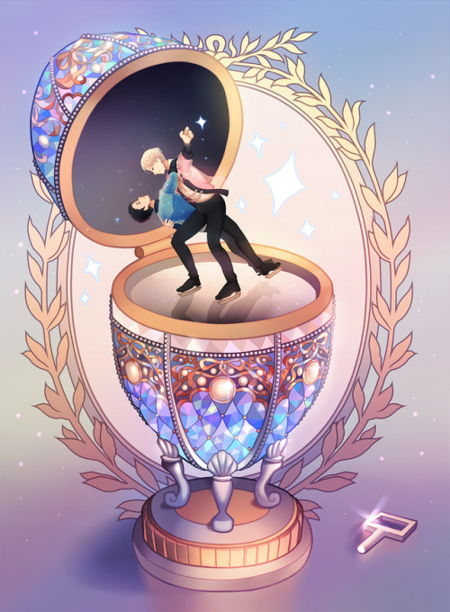 longestdistanceart - A faberge egg featuring Yuuri and Victor. I...