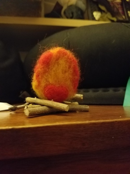 Almost done with my felted Calcifer, just need a little slate or...