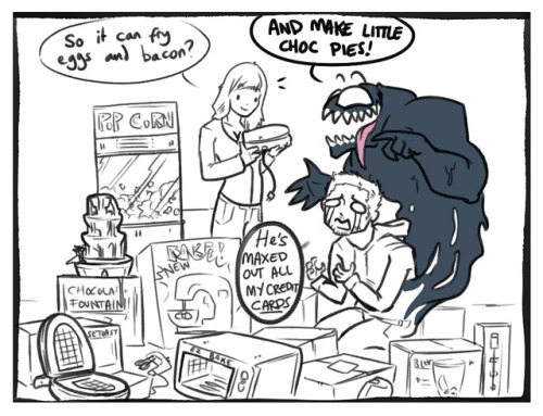 killveous - Venom finds out tv shopping channels are a thing.