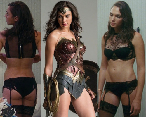 Wonder Woman Gal Gadot in Costume and in Hot Black Lingerie