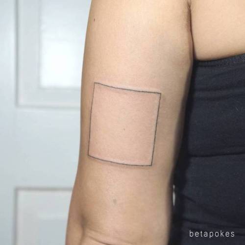 Tattoo tagged with: geometric shape, small, outline, line art, betapokes,  square, tricep, tiny, hand poked, ifttt, little, minimalist, other, fine  line 