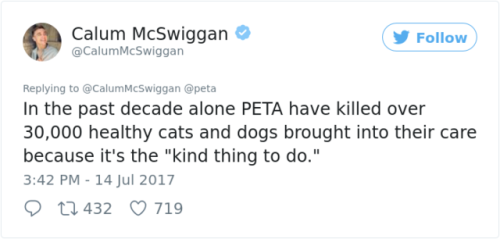 maggiesox - sixpenceee - Calum McSwiggan brutally roasts PETA in a...