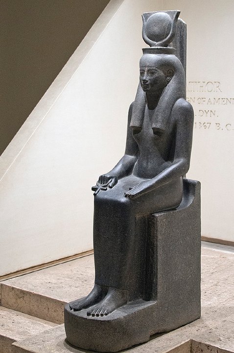 grandegyptianmuseum - Life size statue of the goddess Hathor,...