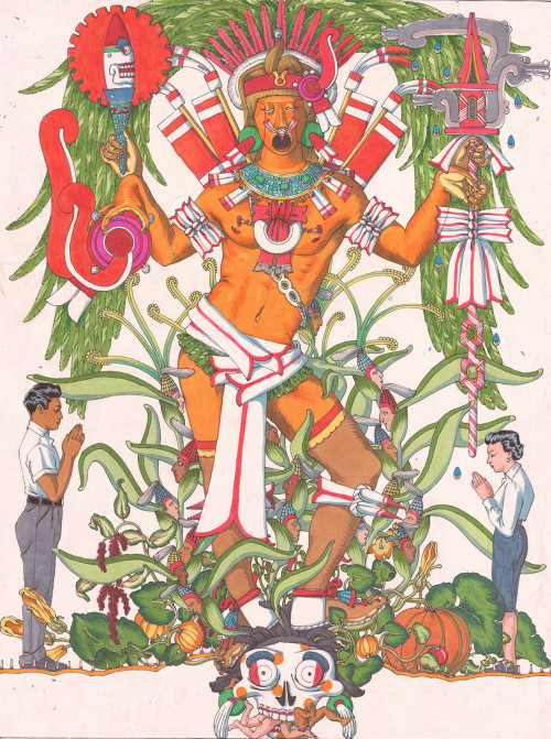 mexicaheart:A devotional image of Xipe Totec, the Flayed Lord....