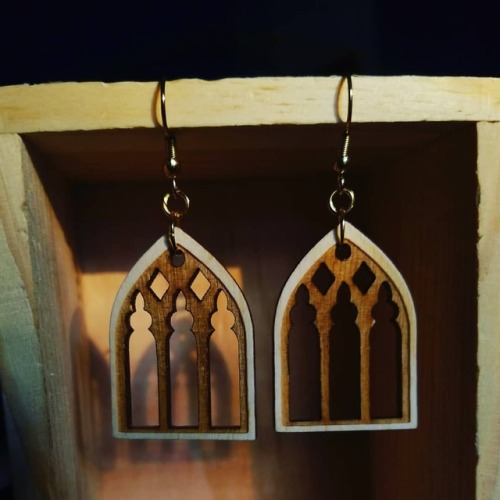 New earring design! Gothic Cathedral Windows in birch coming...