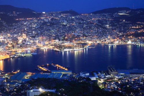 Night view of Nagasaki prefecture in Japan