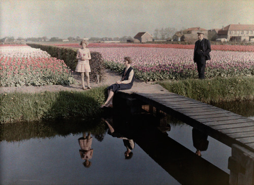 natgeofound:Locals relax by the tulip fields along the canal...