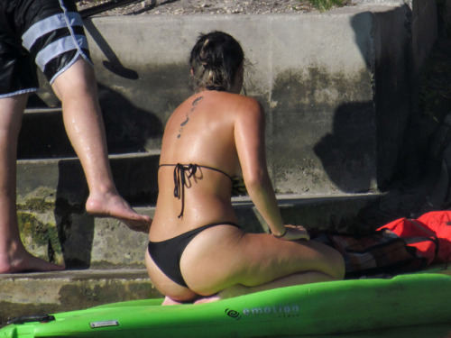 thlop1 - Yep, paddling and squatting on a board in a thong!...