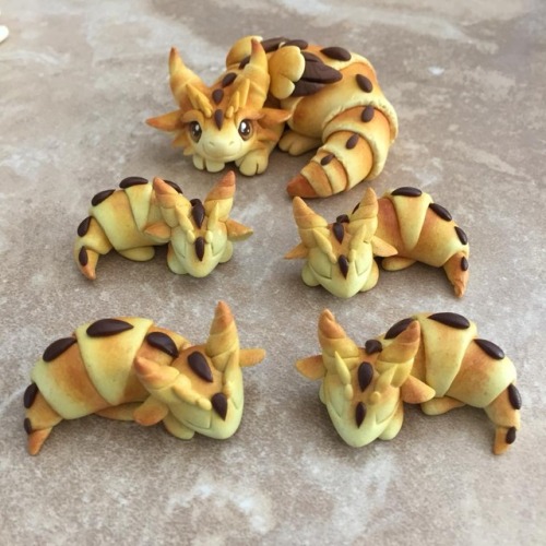 misty-gold - chibidragons - Baby croissant dragons!!! by Dragons...