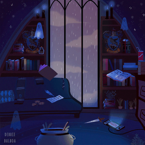 debbie-sketch - Hogwarts Houses common rooms in Halloween season 