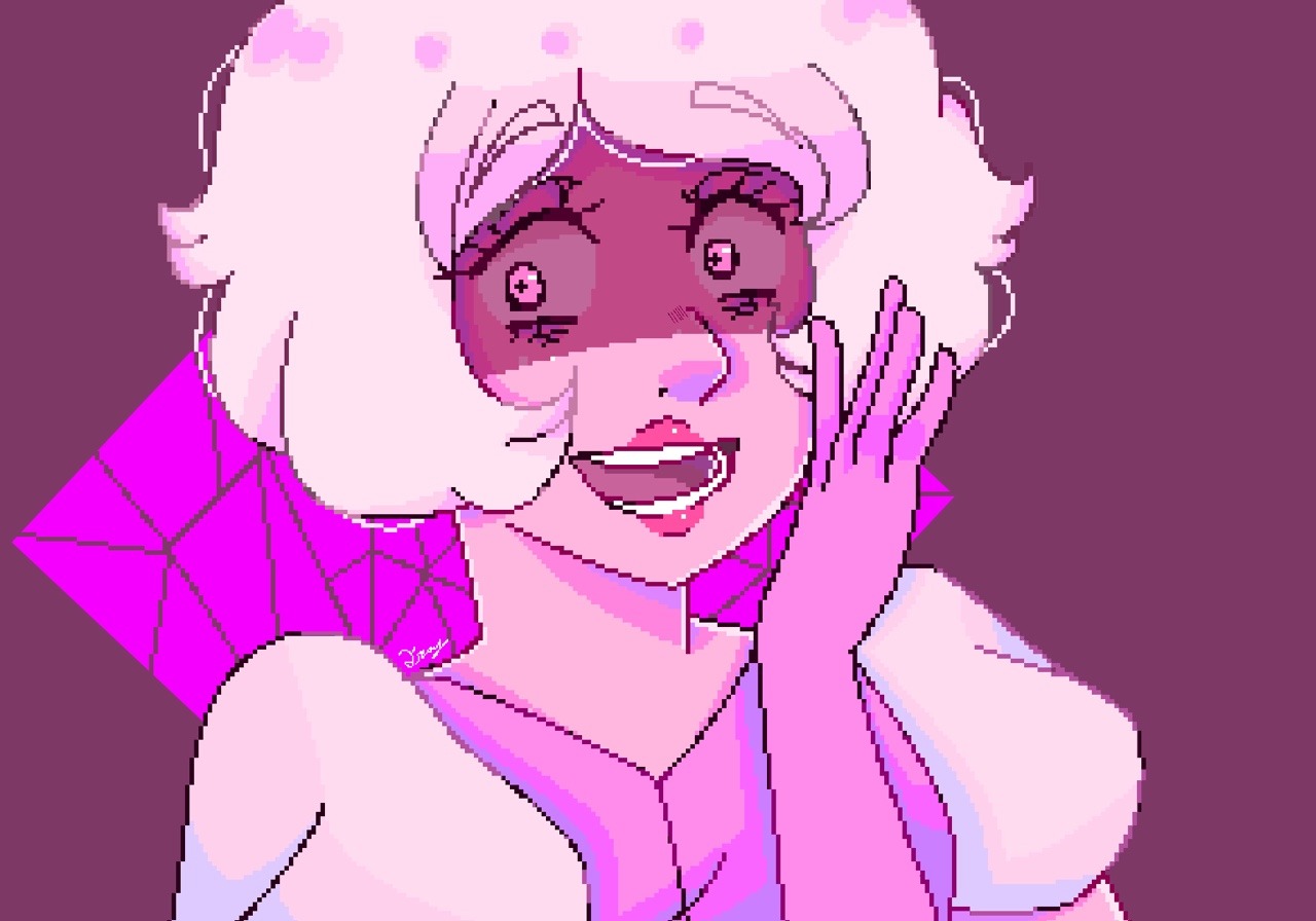 Pink diamond pixel art. I’m currently doing $10 pixel art commissions if anyone’s interested. Also link to speedpaint- https://youtu.be/ob6HkcPDBwk
