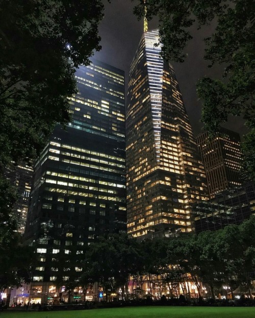 newyorkcityfeelings:Bryant Park at night by jaybwilsonphotonyc