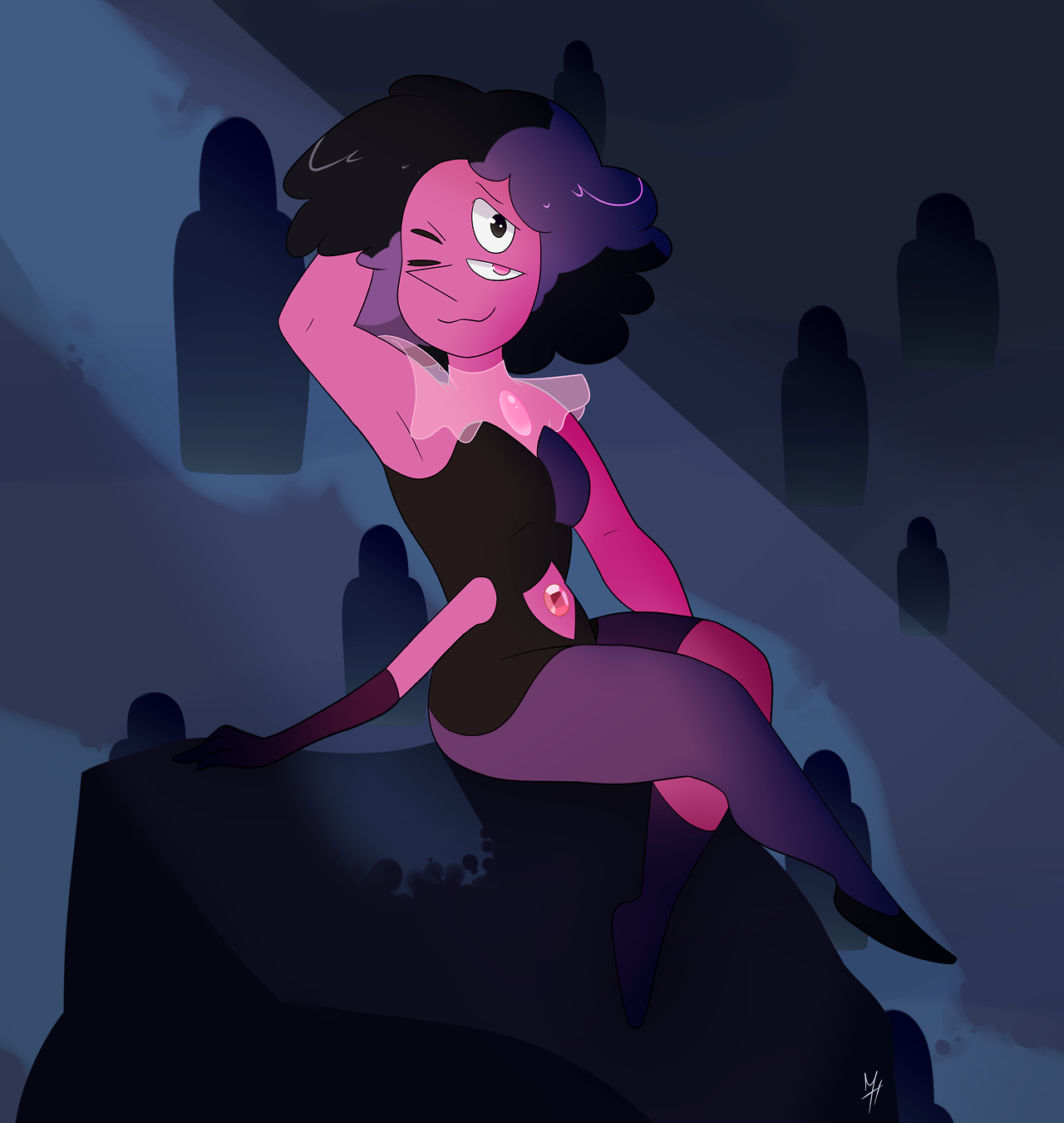 drawing has been a pain in my butt lately, but I still managed to cough something up somehow lmao (also rhodonite is very pretty and deserves love) feel free to do whatever with this picture, just...