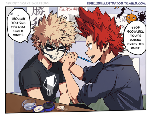  I just wanted to doodle Kirishima putting some skelly facepaint...
