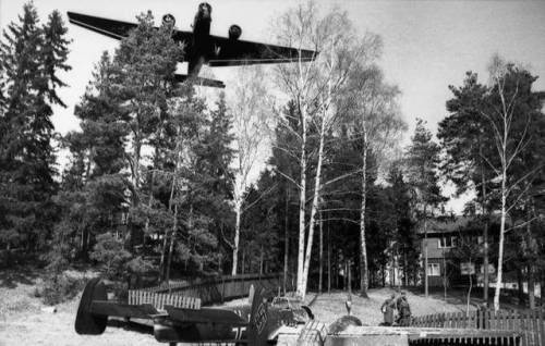The picture was taken on Oslo-Fornebu April 9, 1940. A Junkers...
