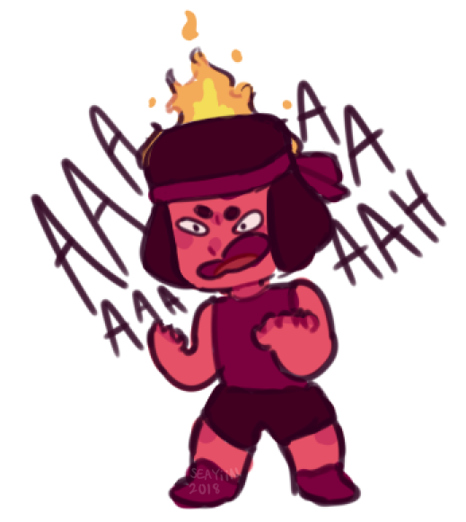 an angry ruby doodle