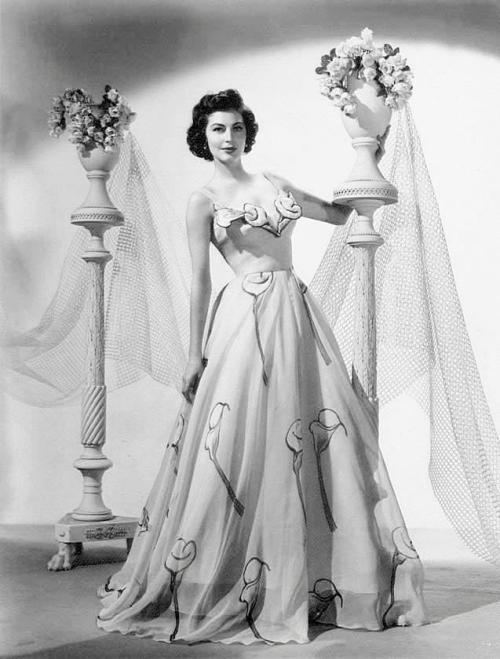 wehadfacesthen - Ava Gardner wearing a gown by Beatrice Dawson,...