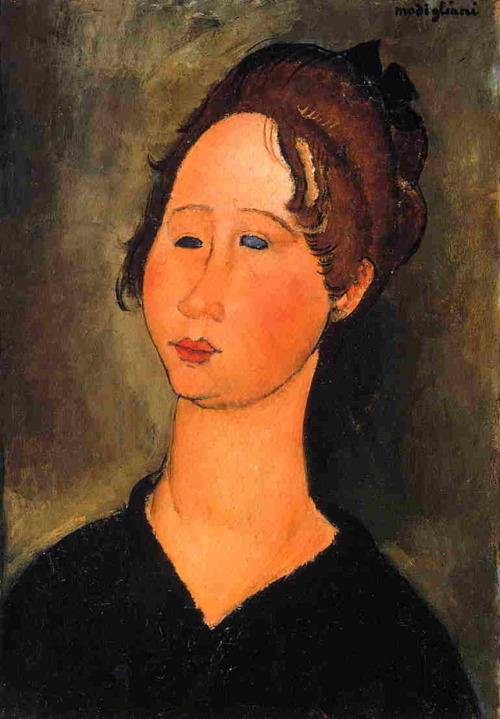 expressionism-art - Burgundian Woman, 1918, Amedeo...