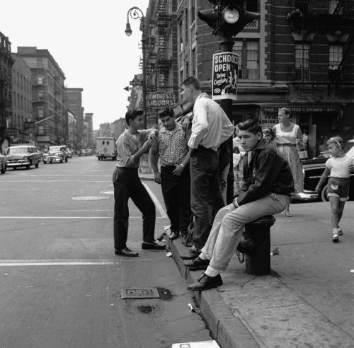 historicaltimes - NYC Street Gang hanging in lower Manhattan...