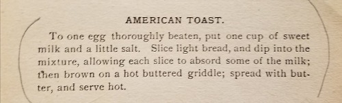 reclaimedrecipes - American ToastEveryday Cook Book circa 1880s