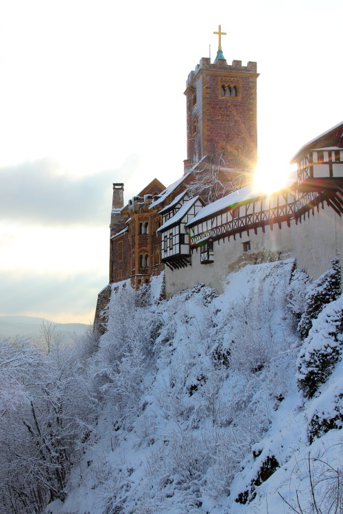 willkommen-in-germany - Wartburg with snow, Eisenach, Thüringen,...