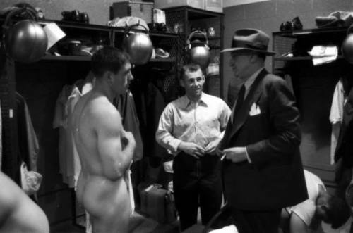 notdbd - Washington Redskins locker room with Eddie LeBaron;...