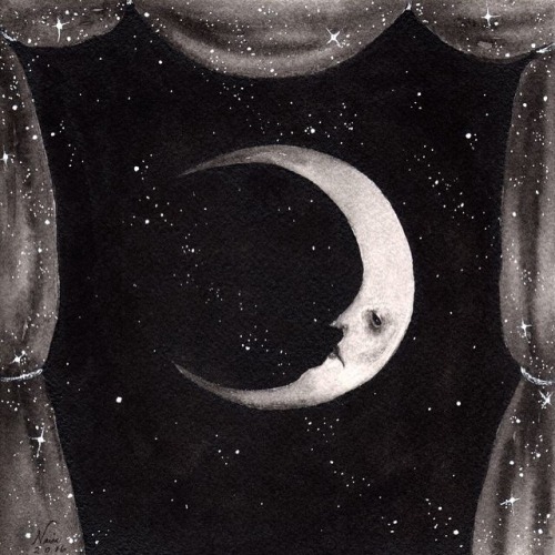 darktownsally:“Celestial Theater: Man in the Moon” - watercolor...