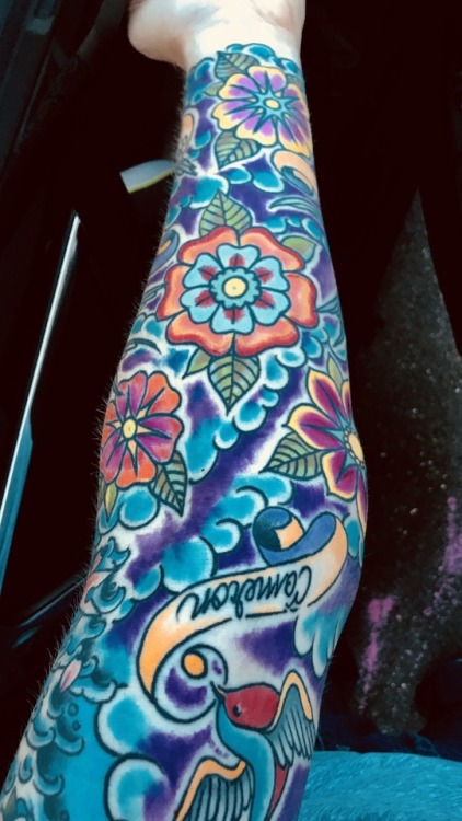 Sleeve done by Tim Forbus, Acme Tattoo, Staunton, Va 