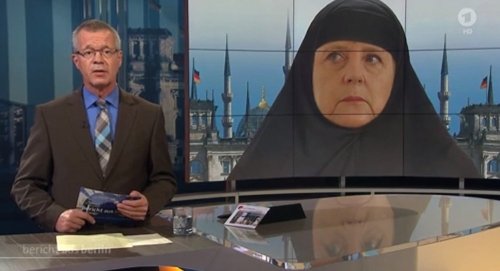 francelibre - Angela Merkel en burqa à la TV allemande devant le...
