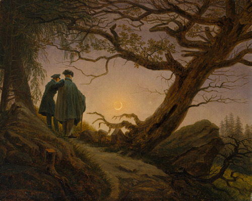 romanticism-art - Two Men Contemplating the Moon, 1825, Caspar...