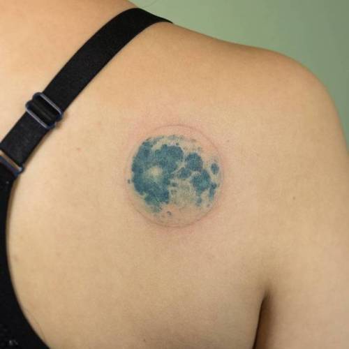 Tattoo tagged with: small, astronomy, tiny, como, ifttt, little, realistic,  shoulder blade, moon 