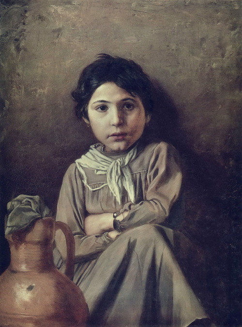 Girl with a Pitcher, Vasily PerovMedium: oil,canvas